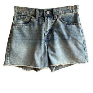 Old Navy High Rise Cut Off Jean Shorts Size 14 Light Wash Frayed Raw Hem Denim